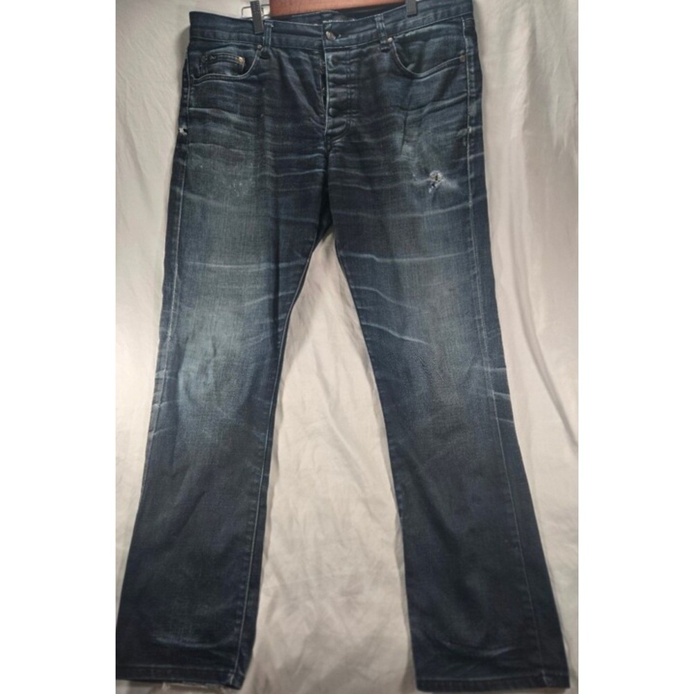 Deus Ex Machina Mens Distressed Button Fly Jeans Dark Wash Size 36
